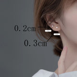 Square Silver Stud Earrings 925 Silver Ear Piercing for Women