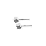 Square Silver Stud Earrings 925 Silver Ear Piercing for Women