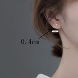 Square Silver Stud Earrings 925 Silver Ear Piercing for Women