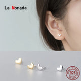 Heart Stud Earrings 925 Sterling Silver Minimalist Women's Jewelry