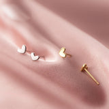 Heart Stud Earrings 925 Sterling Silver Minimalist Women's Jewelry