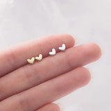 Heart Stud Earrings 925 Sterling Silver Minimalist Women's Jewelry