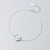 Daisy Flower Bracelet Silver 925 Minimalist Chain Fine Real Silver 925 Jewelry