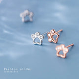 Dog Paw Stud Earrings Silver 925 Minimalist Women Earrings