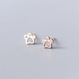 Dog Paw Stud Earrings Silver 925 Minimalist Women Earrings