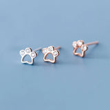 Dog Paw Stud Earrings Silver 925 Minimalist Women Earrings