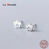 Dog Paw Stud Earrings Silver 925 Minimalist Women Earrings