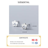 Dog Paw Stud Earrings Silver 925 Minimalist Women Earrings