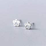 Dog Paw Stud Earrings Silver 925 Minimalist Women Earrings