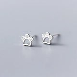 Dog Paw Stud Earrings Silver 925 Minimalist Women Earrings