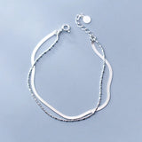 Double Layer Chain Bracelet 925 Sterling Silver Women's Jewelry