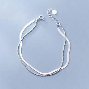 Double Layer Chain Bracelet 925 Sterling Silver Women's Jewelry