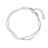 Double Layer Chain Bracelet 925 Sterling Silver Women's Jewelry