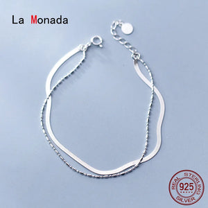 Double Layer Chain Bracelet 925 Sterling Silver Women's Jewelry