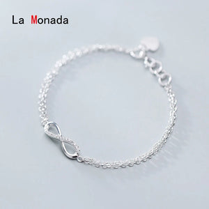 Double Layer Chain Eight Silver Bracelet 925 Women Jewelry Chain