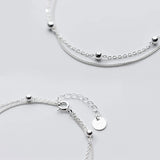 925 Silver Double Layer Beads Bracelet for Women