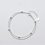 925 Silver Double Layer Beads Bracelet for Women
