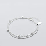 925 Silver Double Layer Beads Bracelet for Women