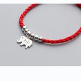 Elephant Charm Red Thread Hand Bracelet 925 Sterling Silver Women