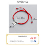 Elephant Charm Red Thread Hand Bracelet 925 Sterling Silver Women