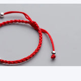 Elephant Charm Red Thread Hand Bracelet 925 Sterling Silver Women
