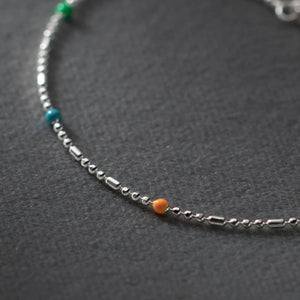 Ethnic Colorful Bead Bracelet Silver 925 Jewelry