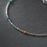 Ethnic Colorful Bead Bracelet Silver 925 Jewelry