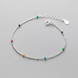 Ethnic Colorful Bead Bracelet Silver 925 Jewelry