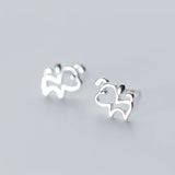 925 Silver Hollow Dog Stud Earrings for Women