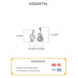 Silver 925 Guitar Music Note Stud Earrings