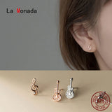 Silver 925 Guitar Music Note Stud Earrings