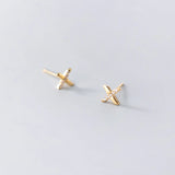 Women's 925 Silver Cross Letter Stud Earrings