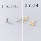 Women's 925 Silver Cross Letter Stud Earrings
