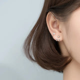 925 Silver Earrings Retro Studs Girls Ear Piercing Womens Silver Jewelry