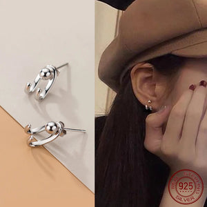 925 Silver Earrings Retro Studs Girls Ear Piercing Womens Silver Jewelry