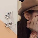 925 Silver Earrings Retro Studs Girls Ear Piercing Womens Silver Jewelry