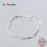 Silver 925 Bracelet Female Snake Chain Layers Minimalist Bracelets Women