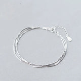 Silver 925 Bracelet Female Snake Chain Layers Minimalist Bracelets Women