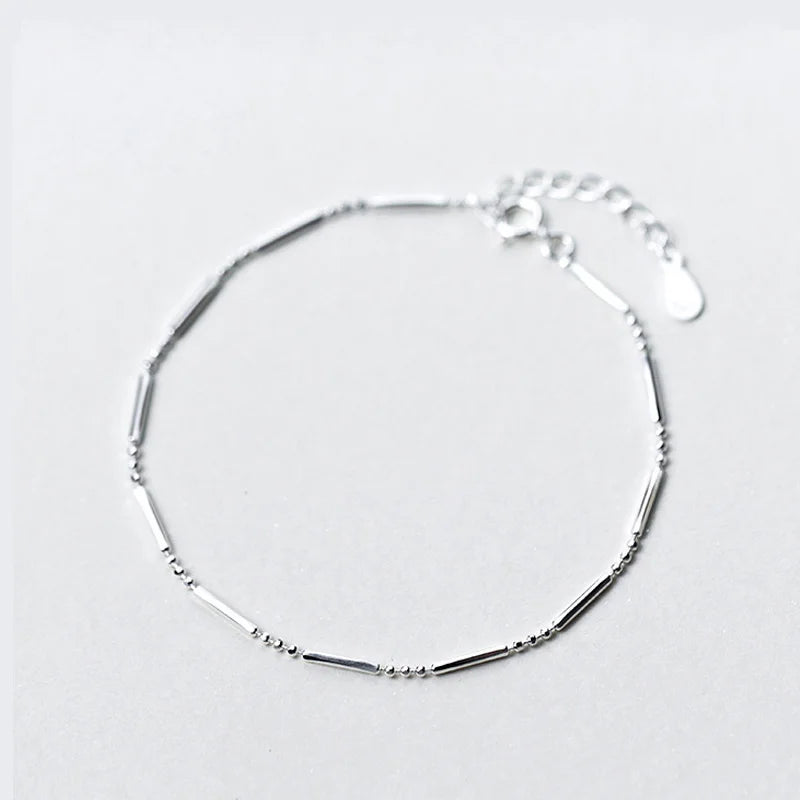 Silver 925 Bracelet Small Bead Minimalist for Women