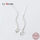 Five Petal Flower Women Drop Silver Earrings 925 Sterling Silver