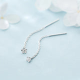 Five Petal Flower Women Drop Silver Earrings 925 Sterling Silver