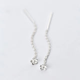 Five Petal Flower Women Drop Silver Earrings 925 Sterling Silver