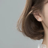Flower Earrings Studs 925 Sterling Silver Minimalist Stud Earrings For Women
