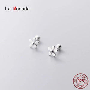 Flower Earrings Studs 925 Sterling Silver Minimalist Stud Earrings For Women