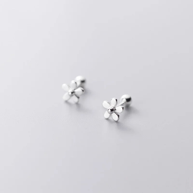 Flower Earrings Studs 925 Sterling Silver Minimalist Stud Earrings For Women