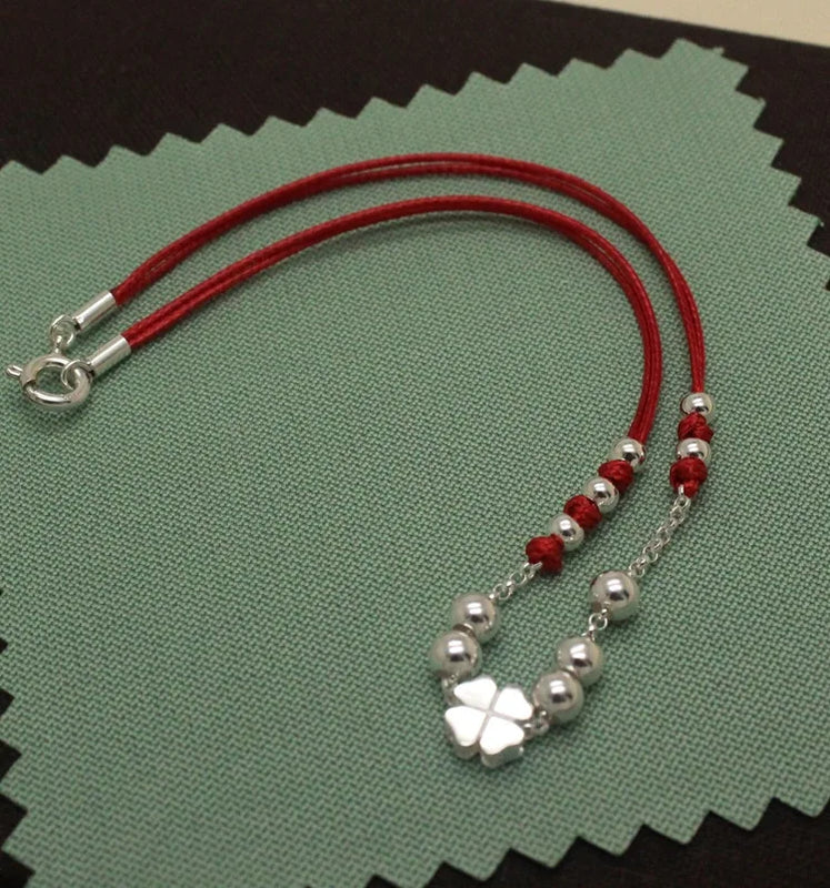 925 Silver Bracelet with Red Thread For Women