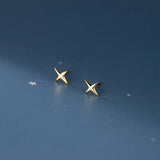 4-Point Star Stud Earrings 925 Sterling Silver Small Silver Earrings For Women