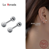 925 Sterling Silver Frosted Ball Stud Earrings