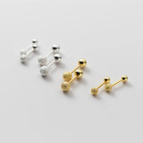 925 Sterling Silver Frosted Ball Stud Earrings