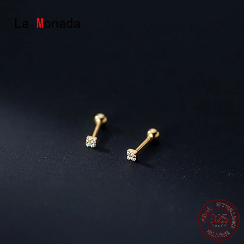 925 Sterling Silver Square Stud Earrings for Women Girls